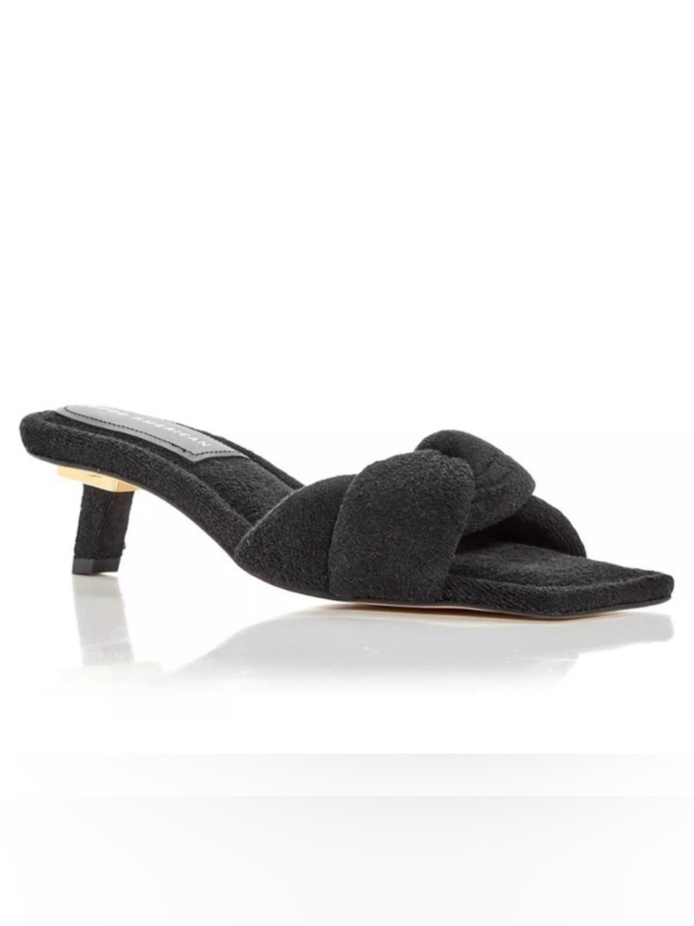 Good American Black Terry Kickstand Slide Mule/Sandal Low Heel Size 11